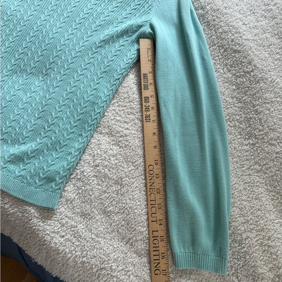 Talbots M Mint Green Cable Sweater - Picture 6 of 7